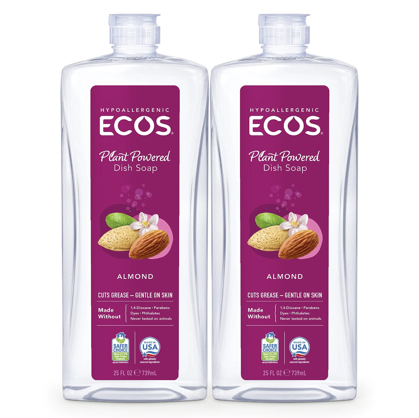 2-Pack ECOS Almond Dish Soap 25oz – Hypoallergenic & Gentle
