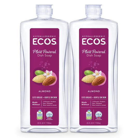 ECOS® Hypoallergenic Dish Soap Natural Almond 25oz by Earth Friendly Products (Pack of 2)