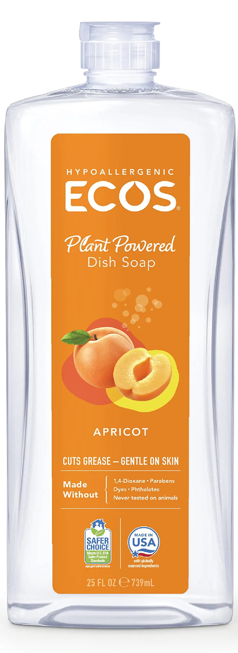 Earth Friendly Products ECOS Dishmate Dishwashing Liquid Natural Apricot 25 oz orange (97286)